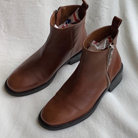 ZARA Men Chelsea Brown Leather Ankle Boots - Picture 4 of 11